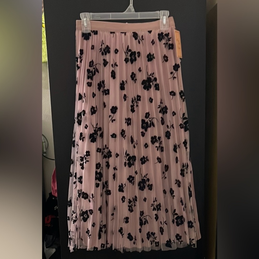 Pink Pleated Midi Skirt Cocktail